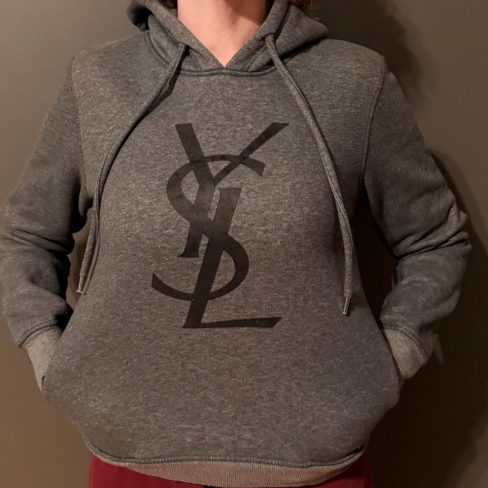 Yves Saint Laurent Gray Fleece-Lined Hoodie